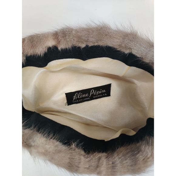 NWOT Vintage Pillbox M Fur Hat from Canada Aline Pepin Brown/Beige main image 11